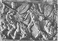 Combat entre un soldat romain et un guerrier gaulois (source La documentation par l'image, 1953).jpg